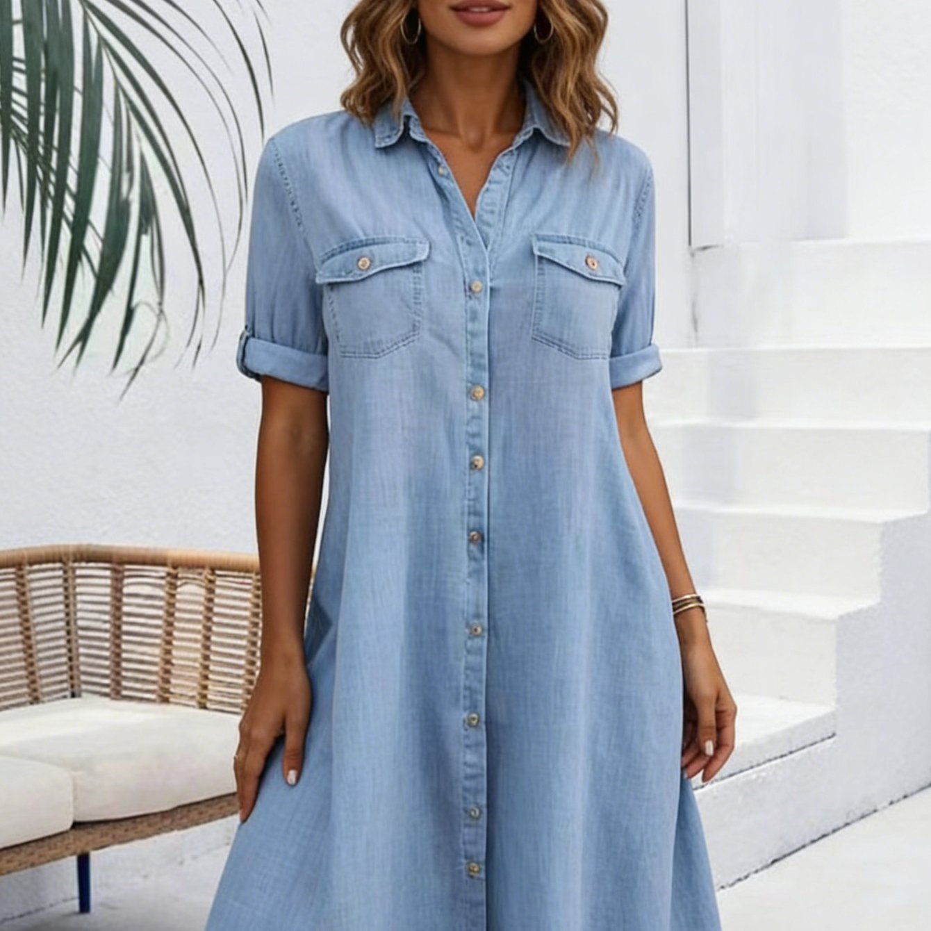 Faye | Vintage Washed Elegant Denim Dress