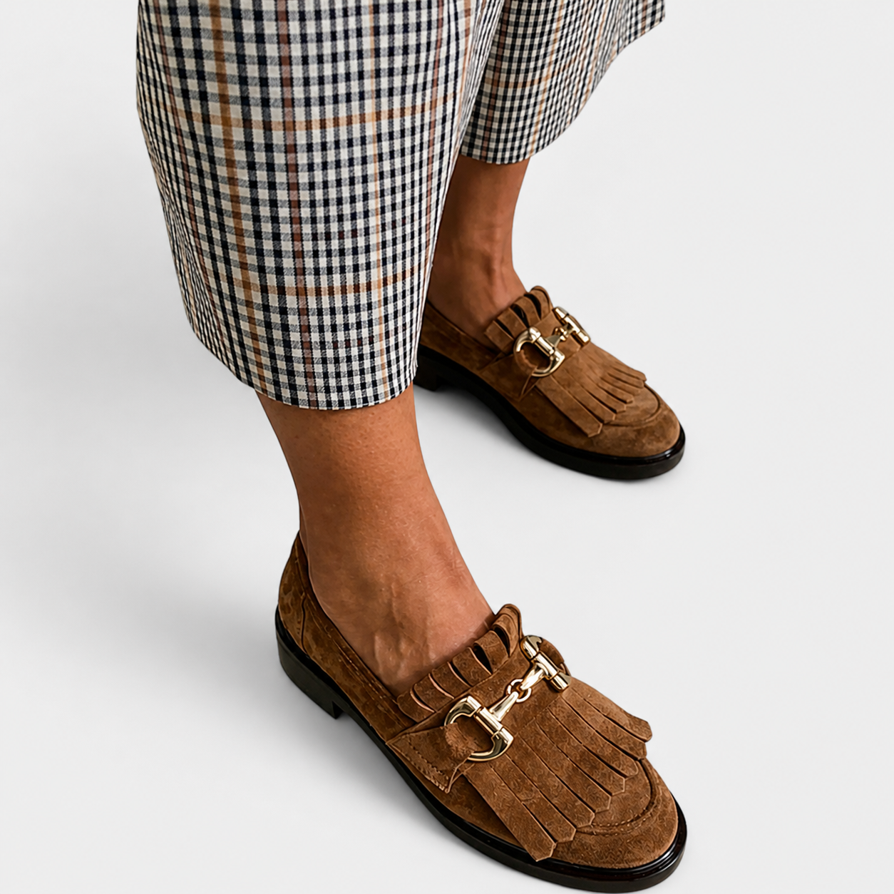 Fleur™ | Brown Round-Toe Loafers