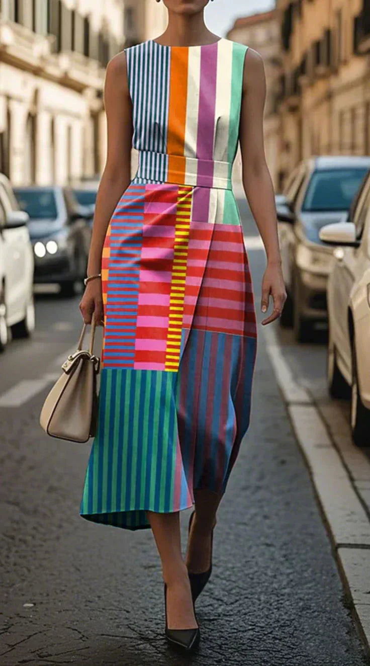 Tânia - Sleeveless Dress with Vibrant Print