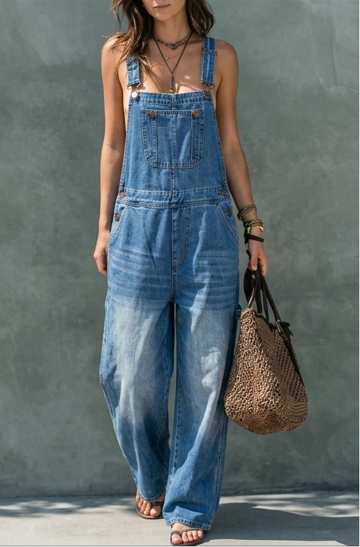 Harper | Stretchy Waist Denim Jumpsuit