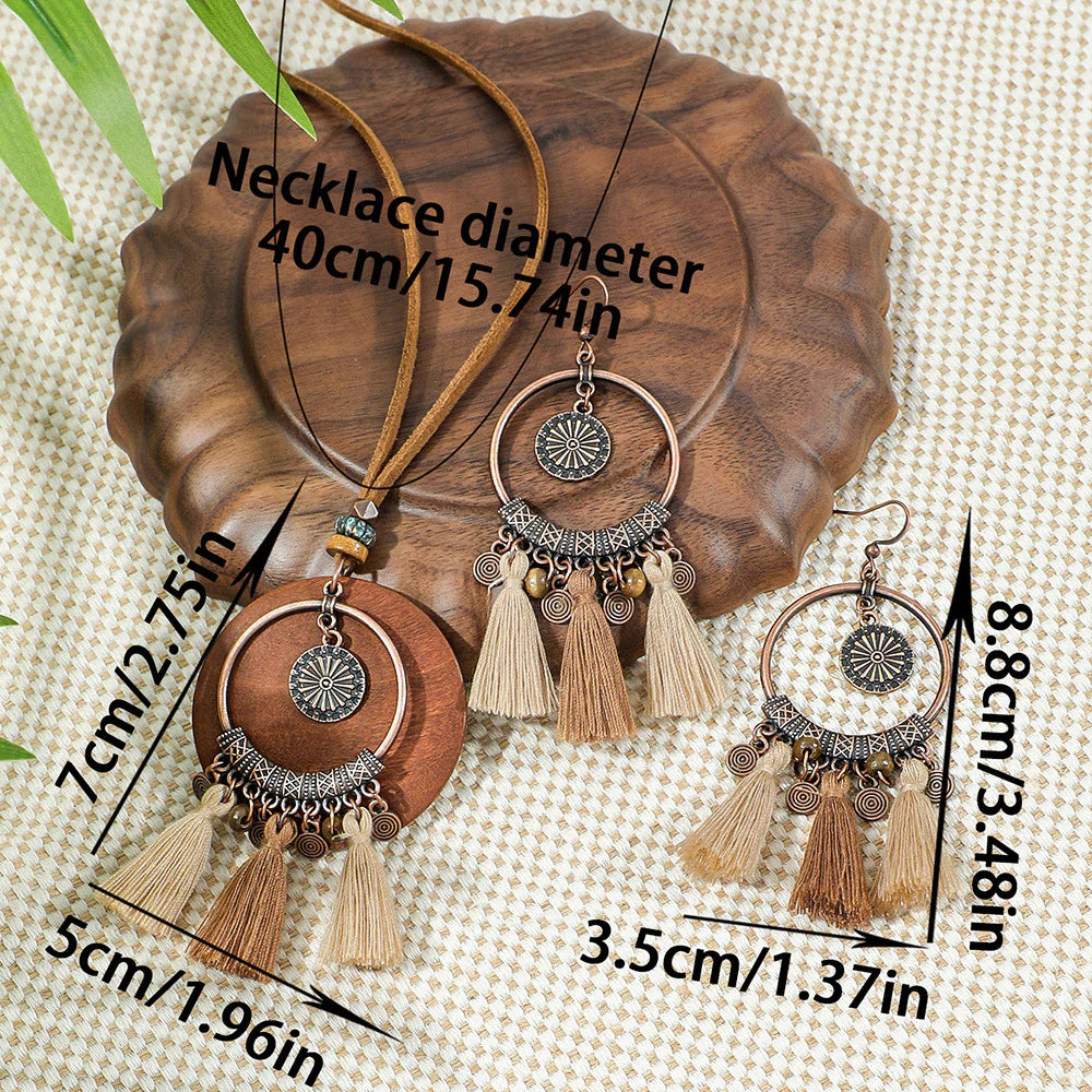Isabella | Bohemian Tassel Necklace and Earrings Set