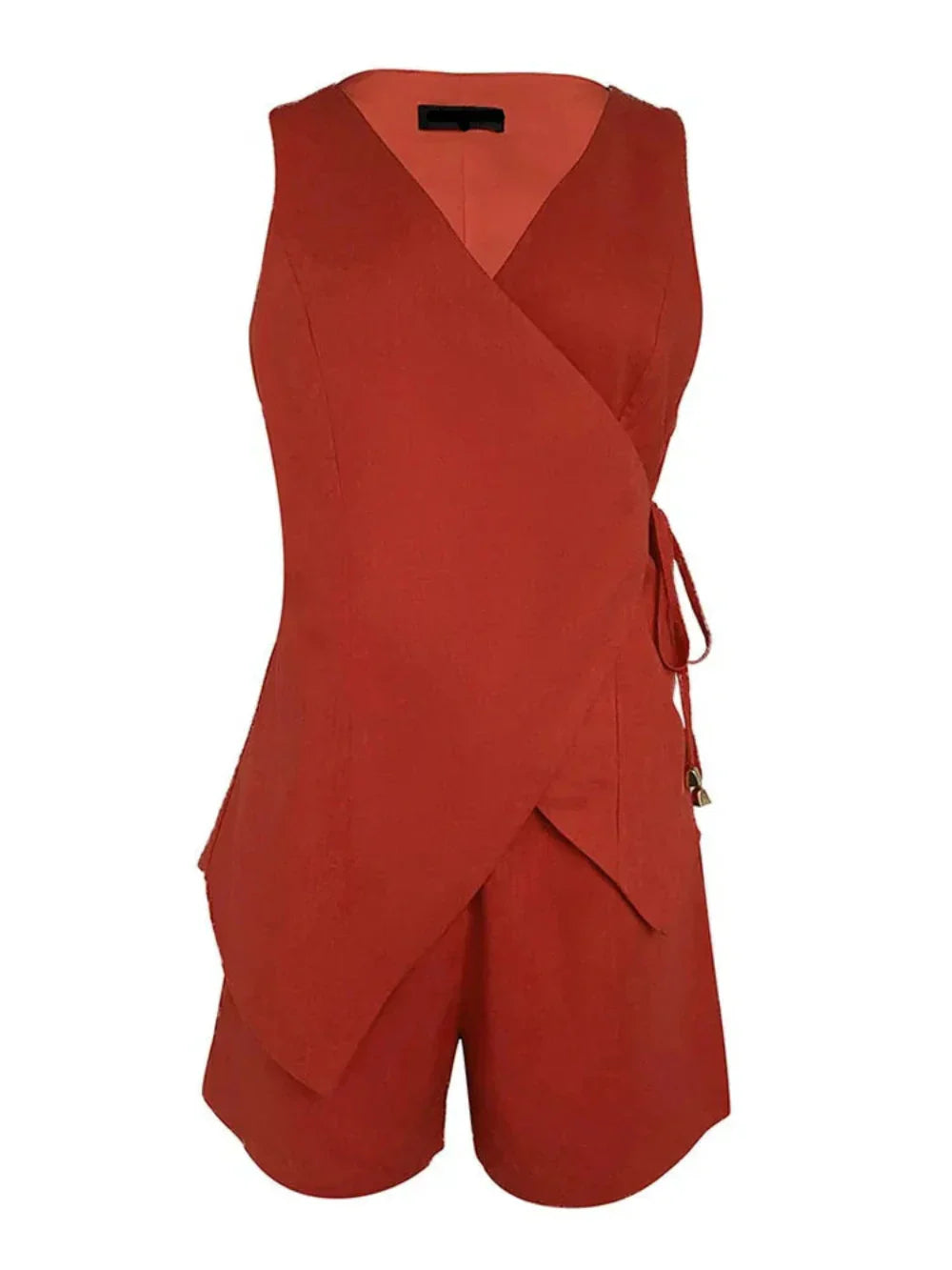Lila | Linen V-neck Top and Shorts Set
