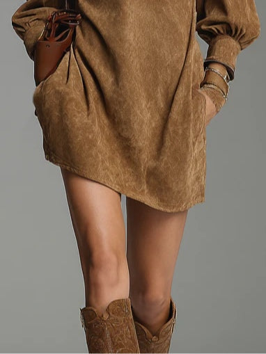 Lucienne™ | Flowing Suede Dress with Zipper