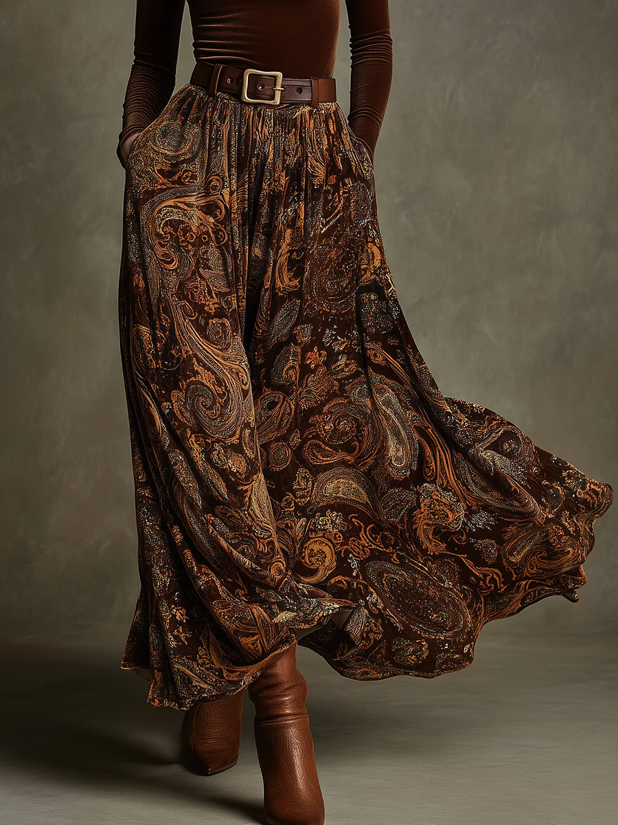 Vivienne | Velvet Top and Paisley Maxi Skirt Set