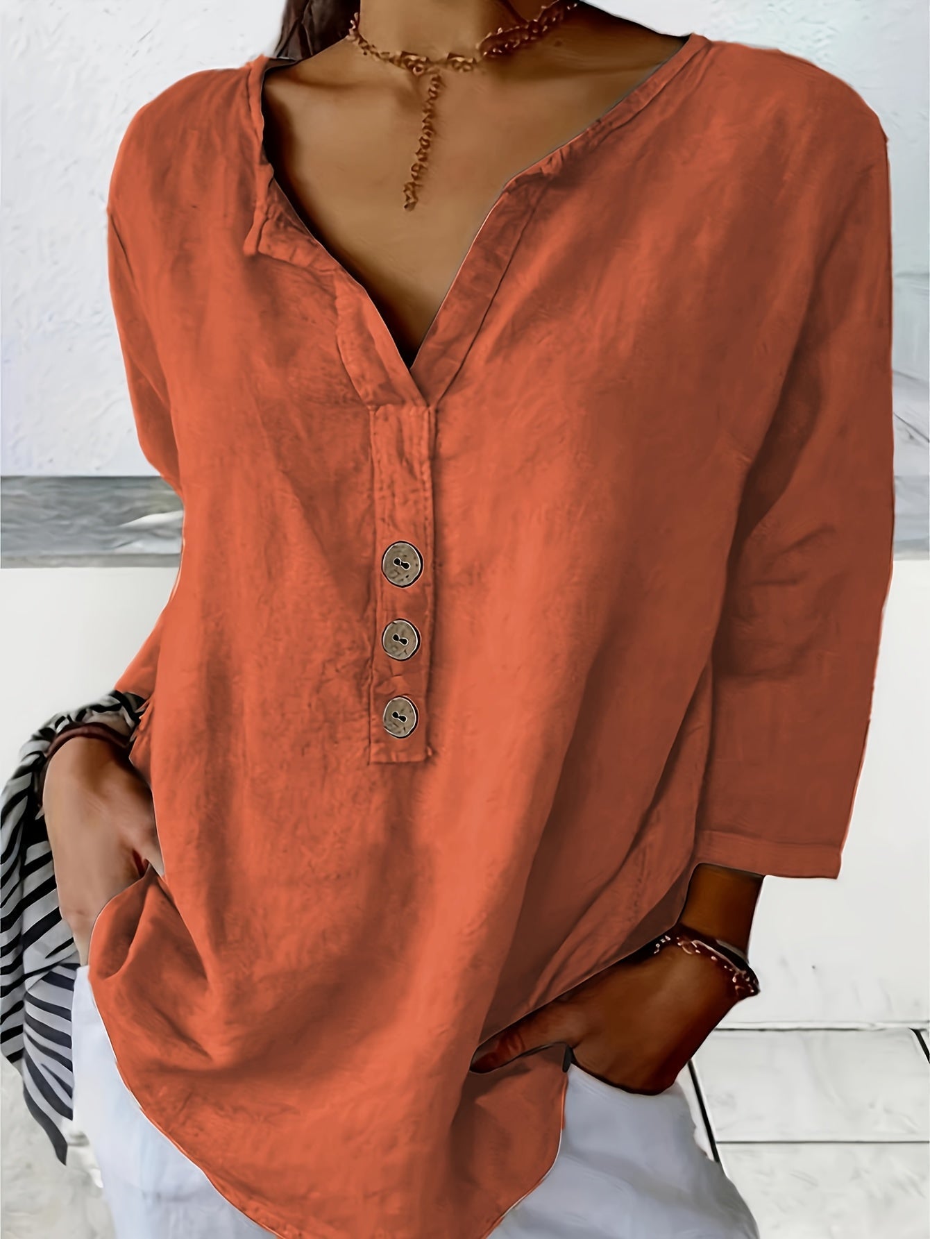 Patricia™ | Oversized V-Neck Blouse