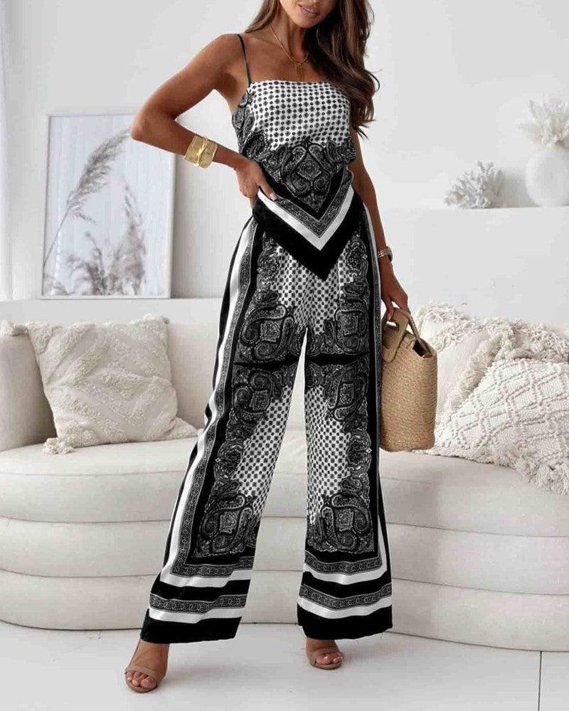 Lila | Printed Lace-Up Vest & Trousers Set