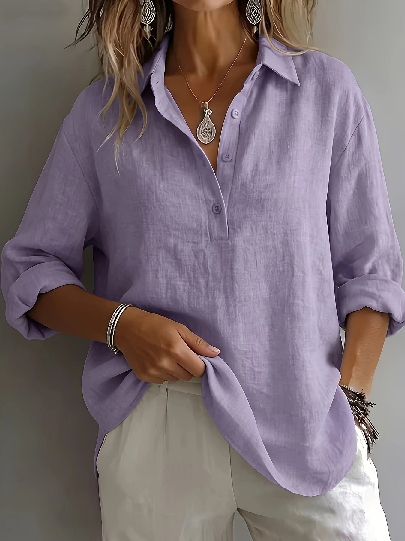 Margaret™ | Loose Solid Collar Blouse