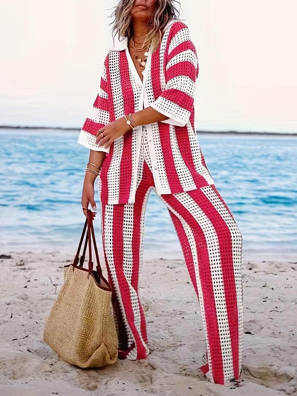 Sienna | Striped Shirt and Wide Leg Trousers Set