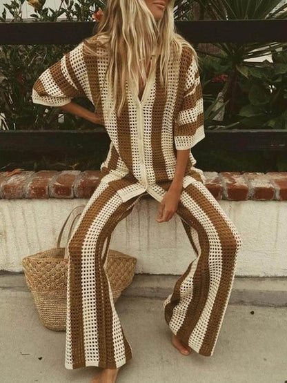 Sienna | Striped Shirt and Wide Leg Trousers Set