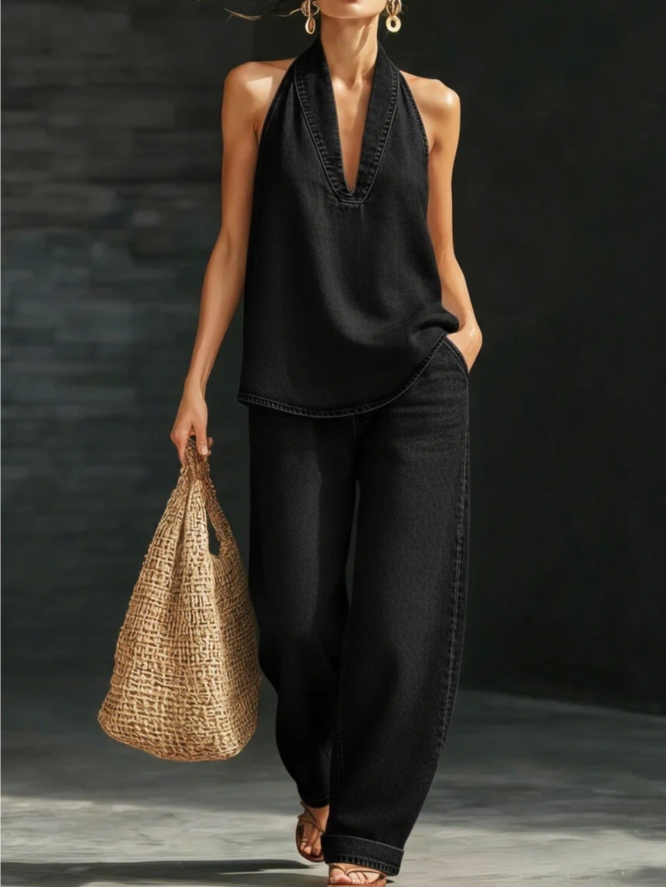 Olivia | Off Shoulder Denim 2-Piece Set