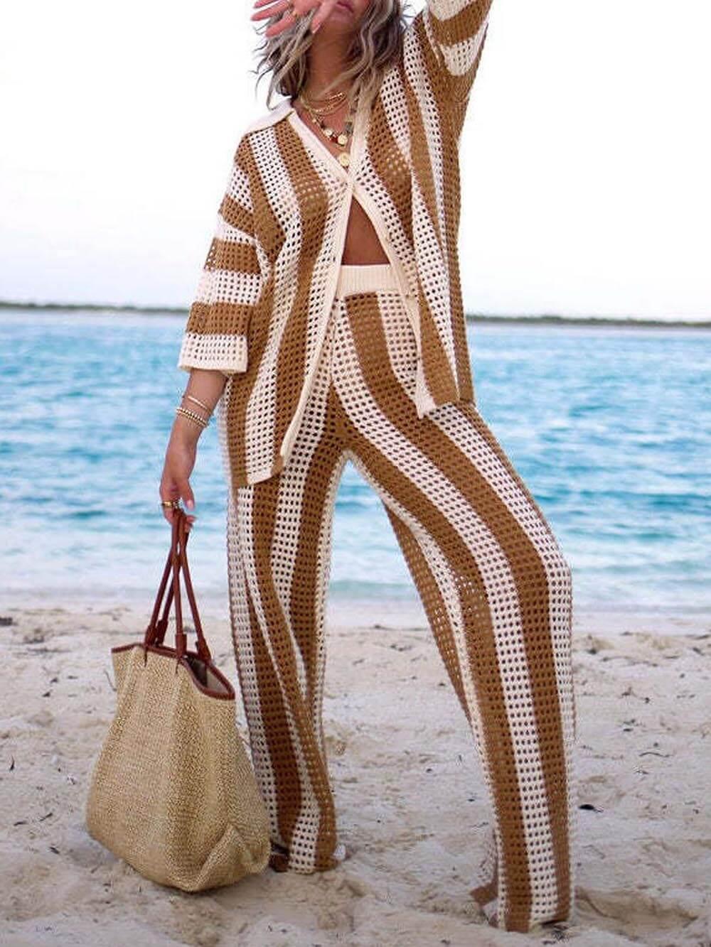 Sienna | Striped Shirt and Wide Leg Trousers Set