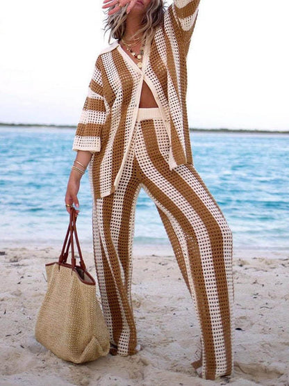 Sienna | Striped Shirt and Wide Leg Trousers Set