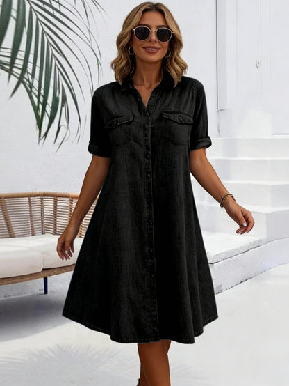 Faye | Vintage Washed Elegant Denim Dress