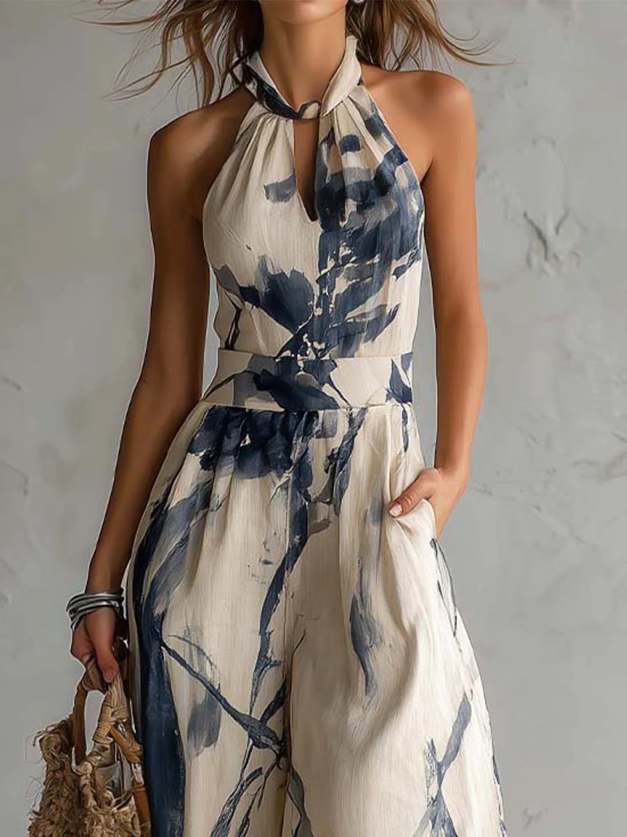 Lila | Ink Wash Print Wide Leg Jumpsuit