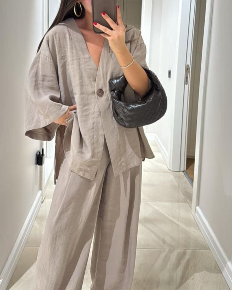 Sienna | V-Neck Top & Trousers Set
