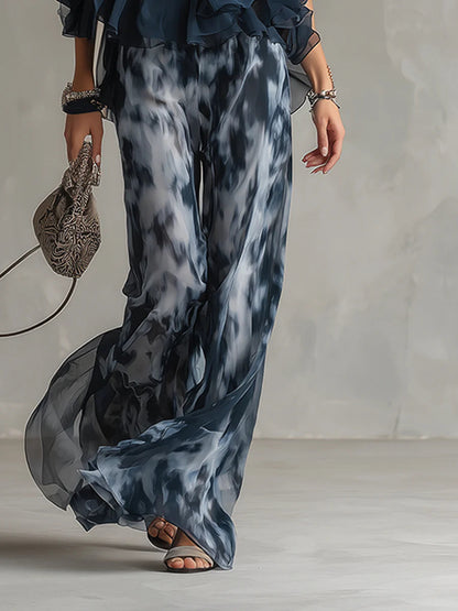 Sofia | Halter Neck Top and Printed Wide-leg Trousers Set