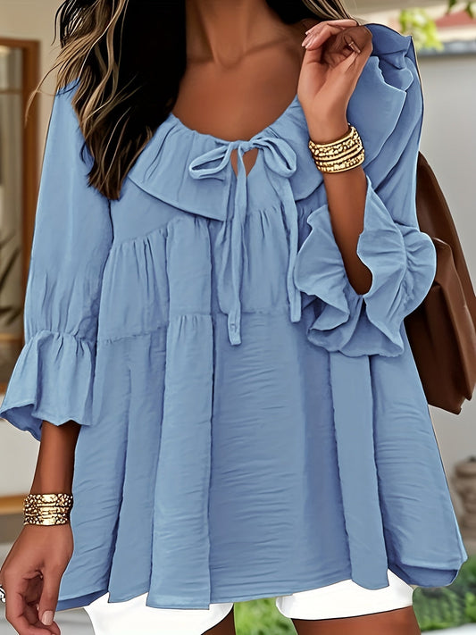 Donna™ | Textured Bow Tie Blouse