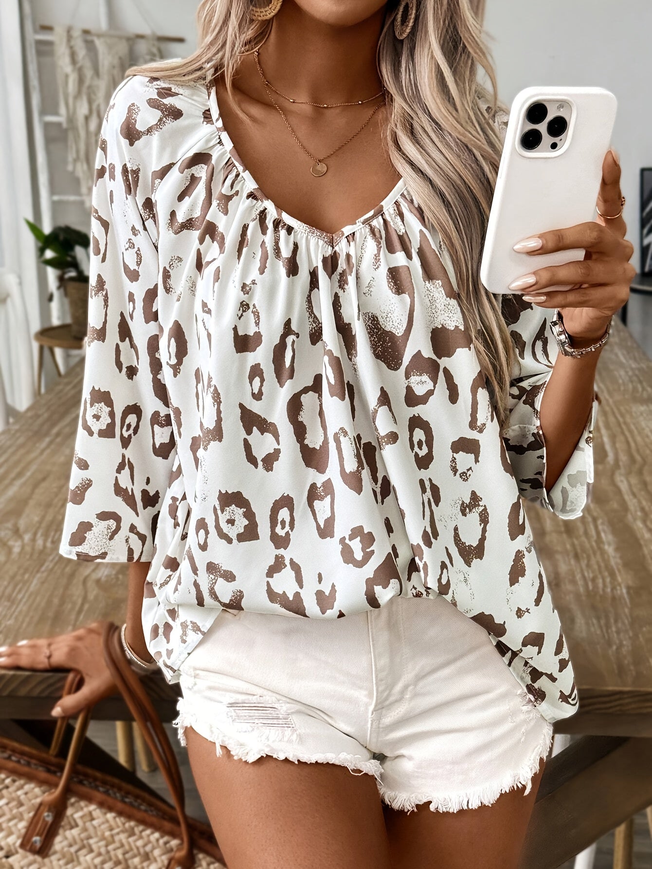 Deborah™ | Leopard V-Neck Shirt