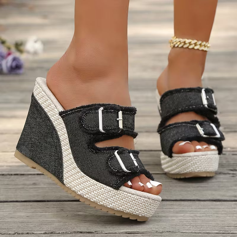 Atelier | Wedge Sandals with Frayed Edges