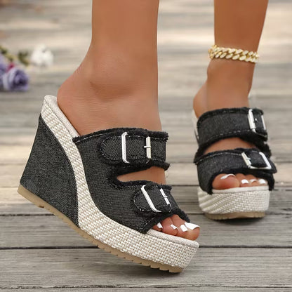 Atelier | Wedge Sandals with Frayed Edges