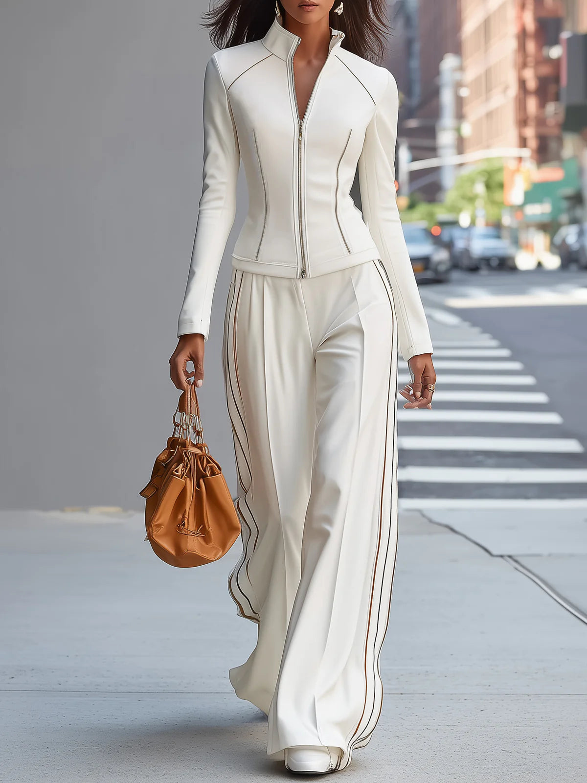 Lila | Zip-Up Wide-Leg Trouser Set