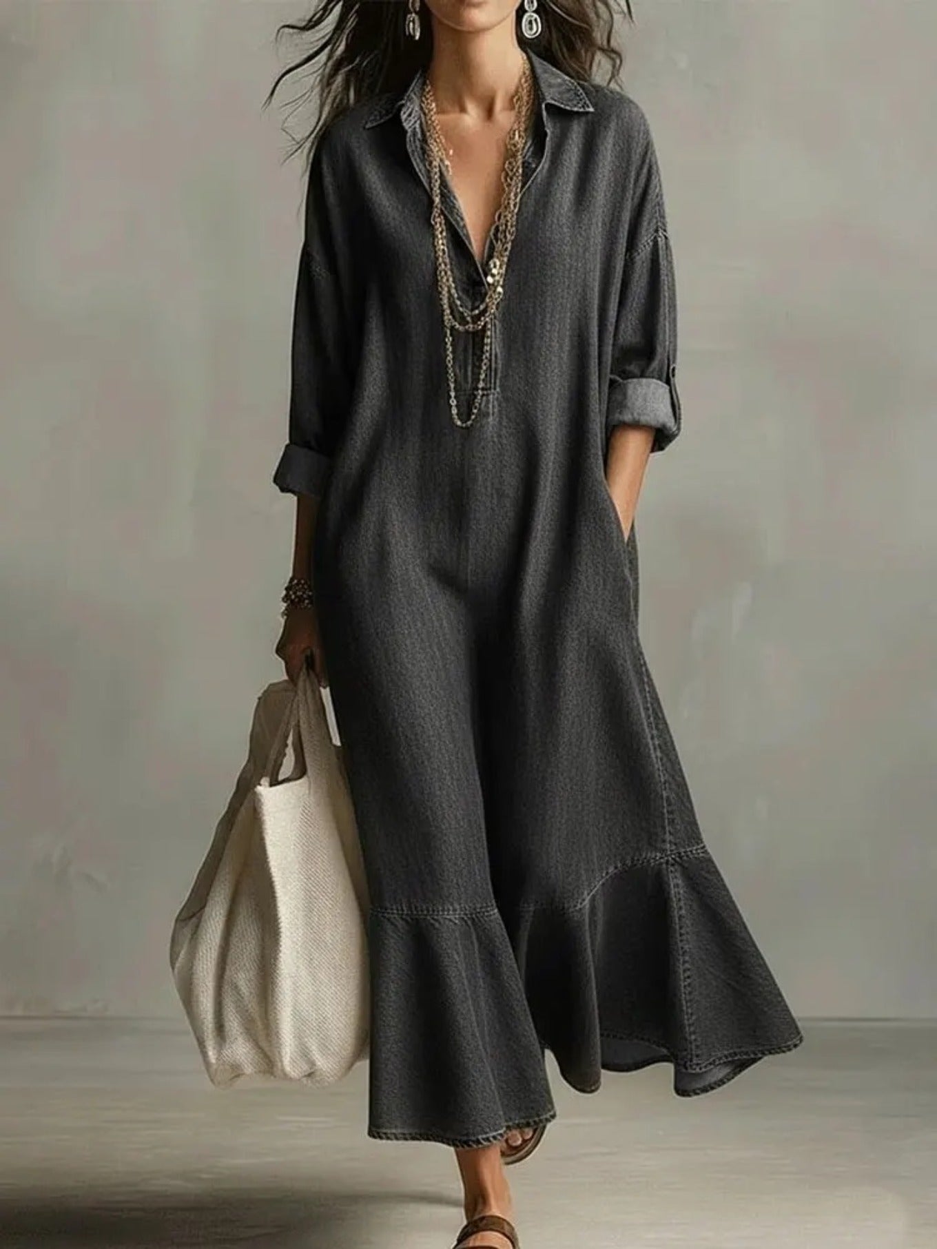 Judy | Stylish Denim Maxi Dress