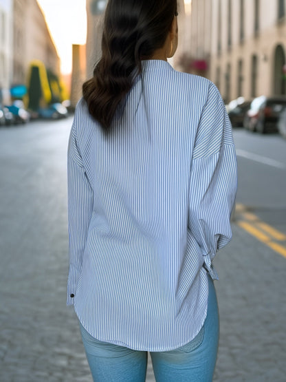 Debbie™ | Striped V-Neck Button Shirt