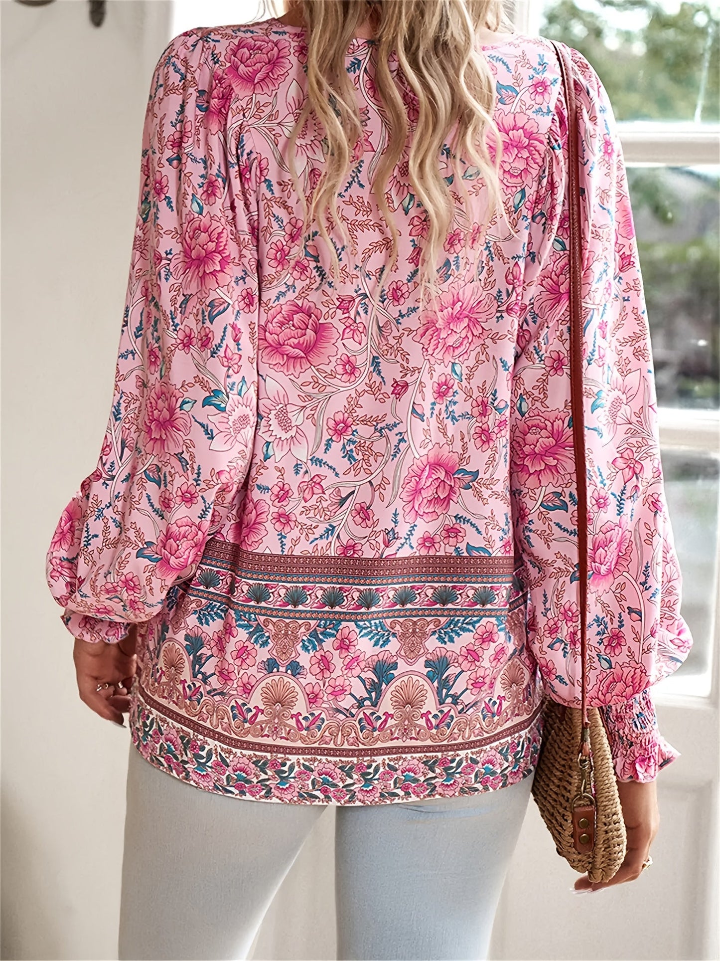Barbara™ | Ethnic Floral Tie Blouse