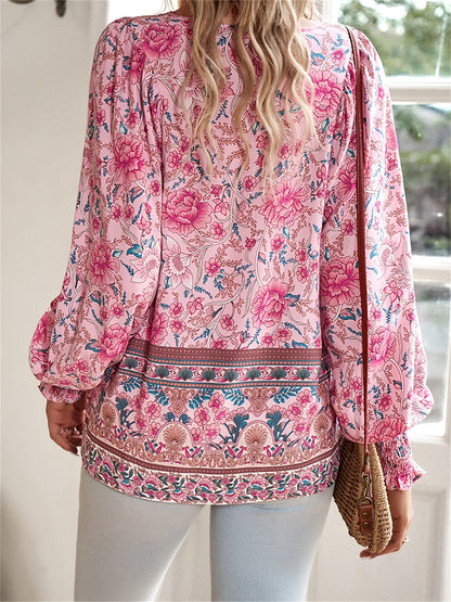 Barbara™ | Ethnic Floral Tie Blouse