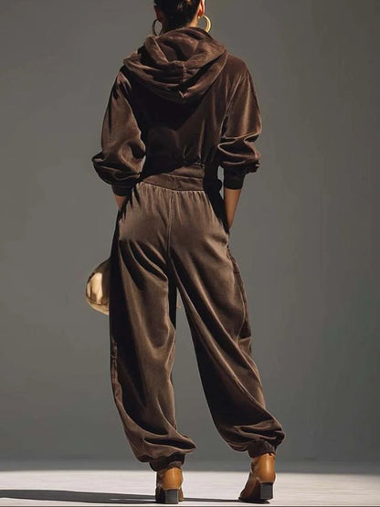 Vivienne | Velvet Hoodie and Trousers Set