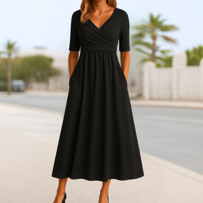 Monique™ | Short Sleeve Crossed Dress