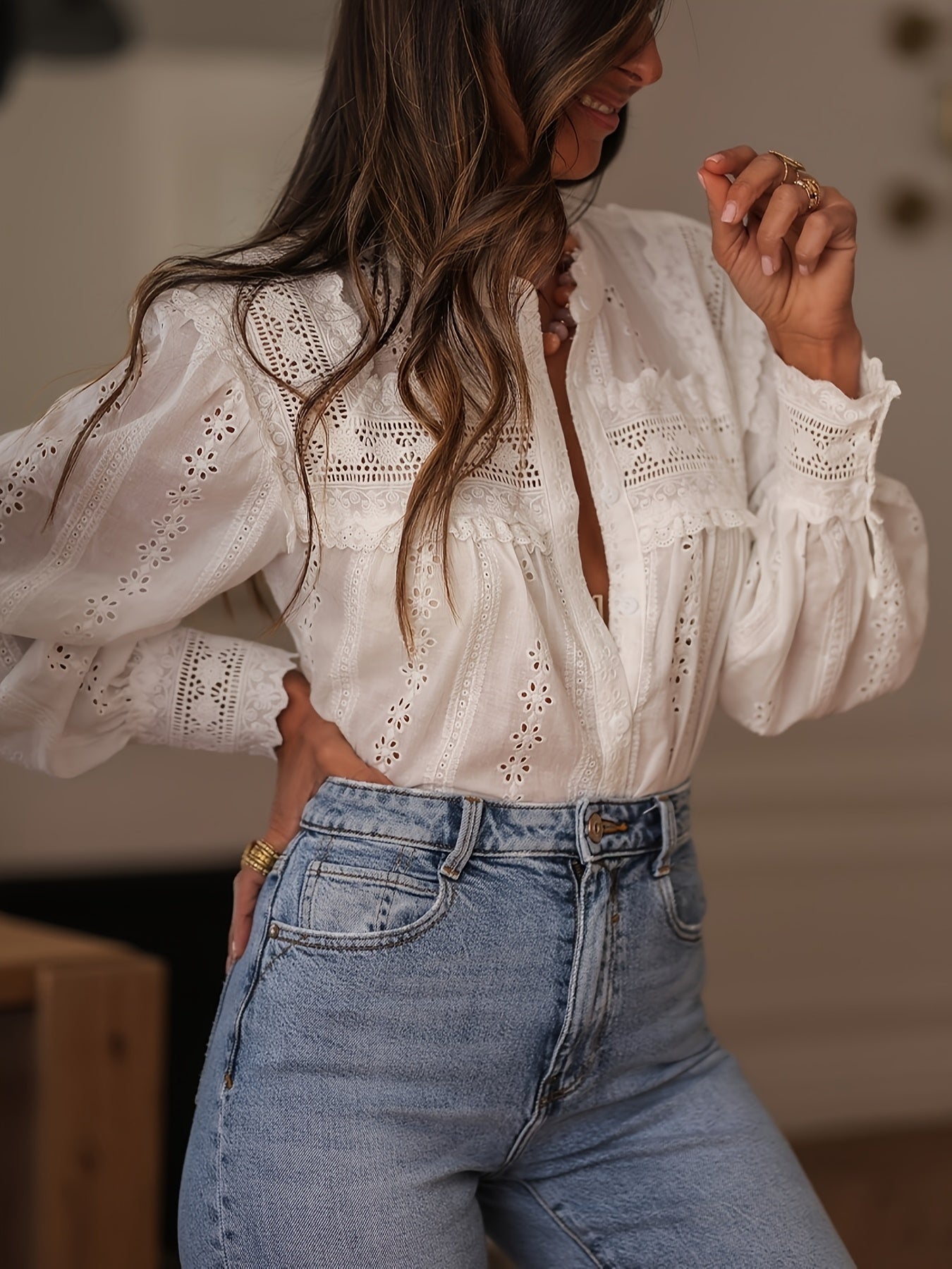 Susan™ | Elegant Lace Stitch Blouse