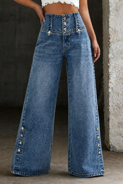 Mia | High-Waisted Slit Denim