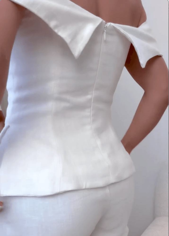 Liam | White Cotton and Linen Two-piece Suit