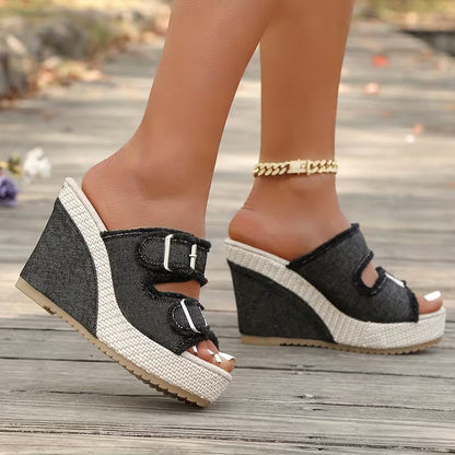 Atelier | Wedge Sandals with Frayed Edges