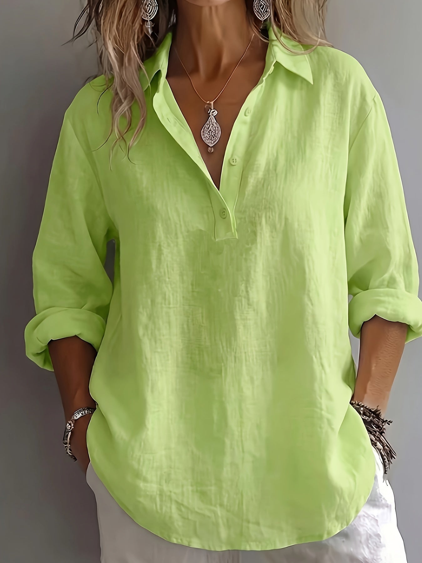 Margaret™ | Loose Solid Collar Blouse