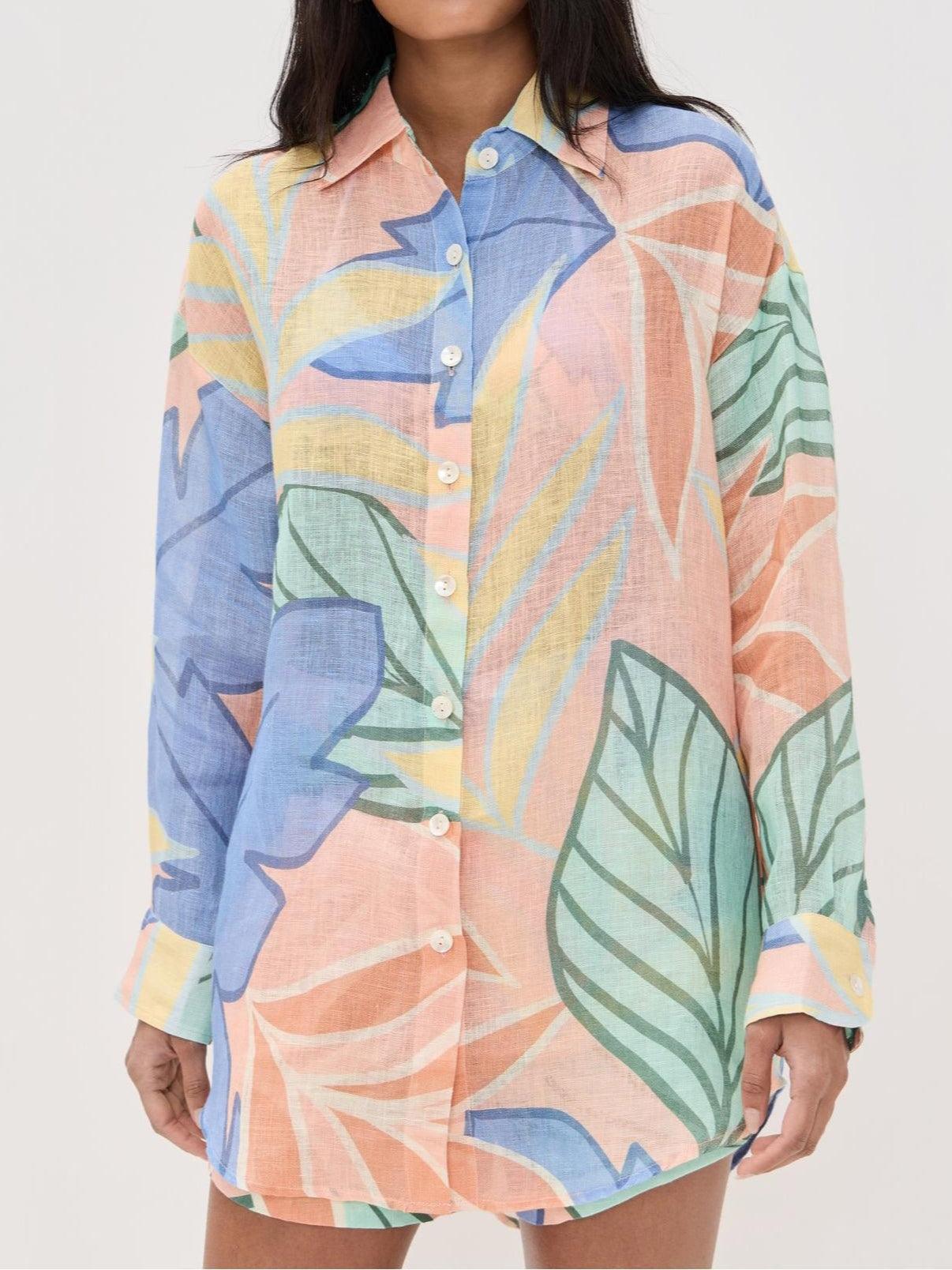 Diego | Tropical Leaf Printed Short Set