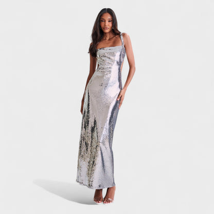 Shimmering Silver Evening Gown