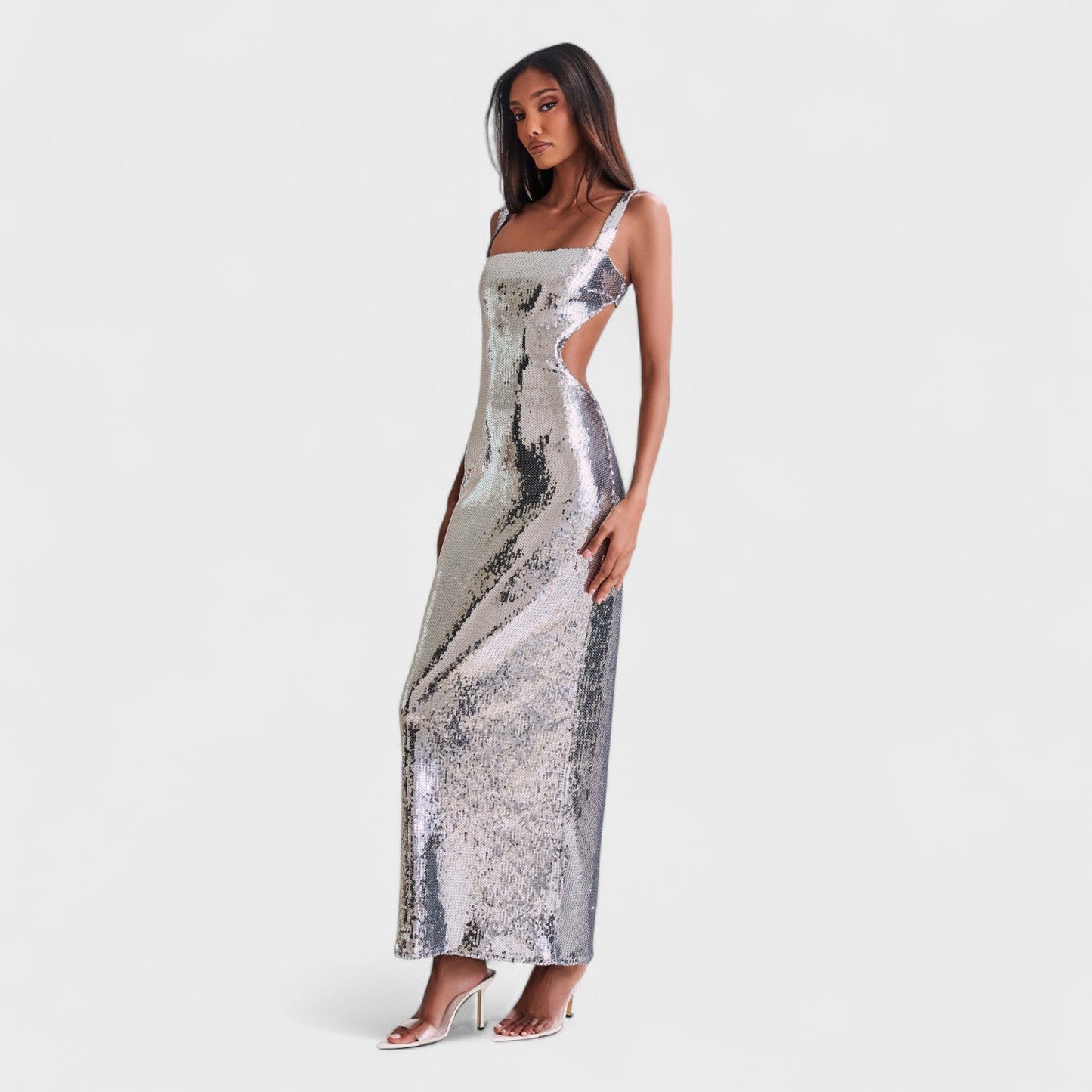 Shimmering Silver Evening Gown