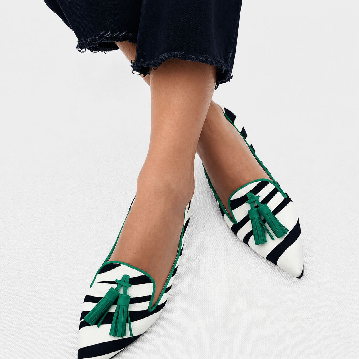 Riane™ Green Zebra Print Loafers