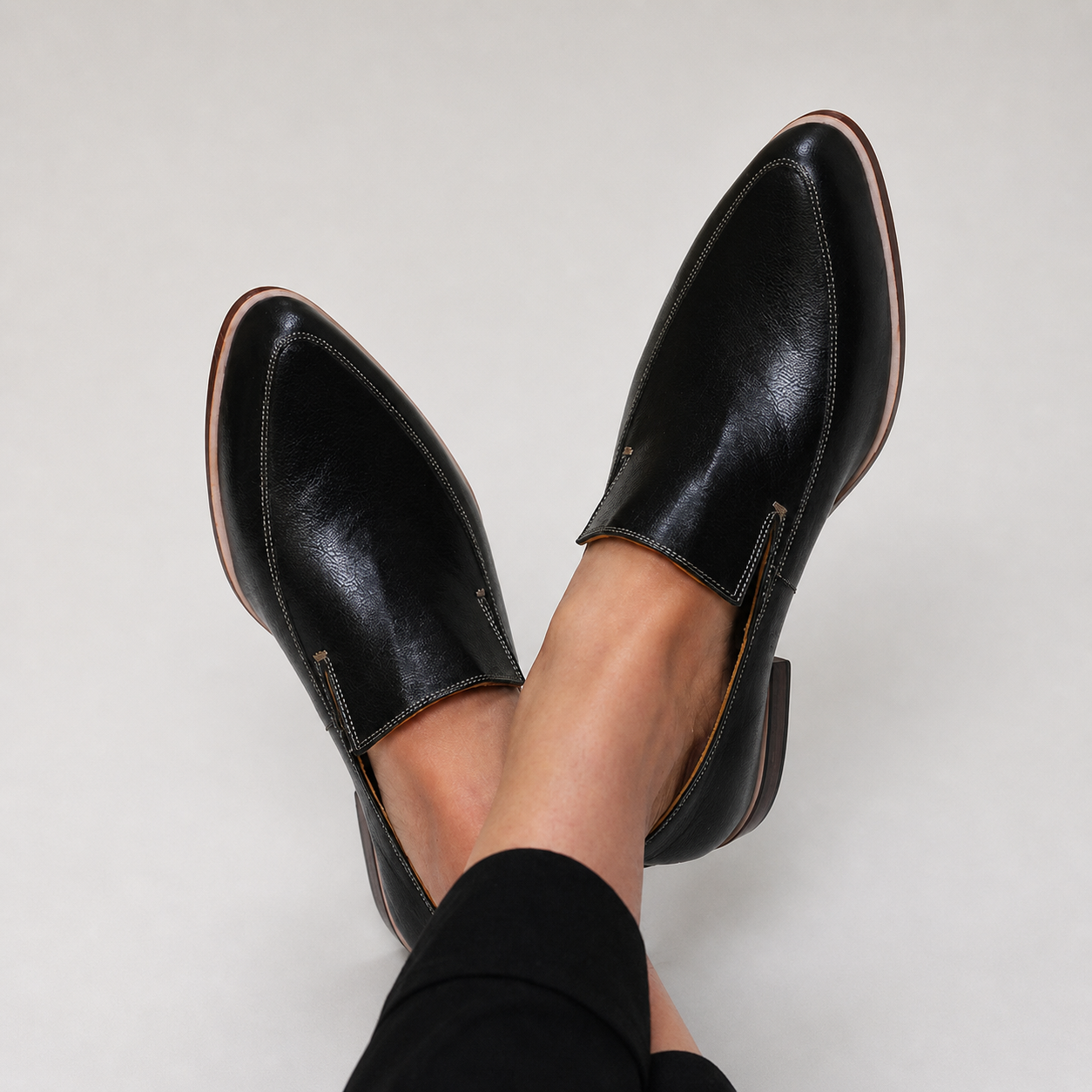 Zofia™ | Black Patchwork Slip-On Loafers