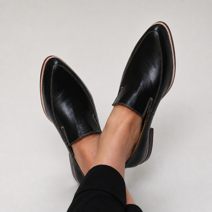 Zofia™ | Black Patchwork Slip-On Loafers