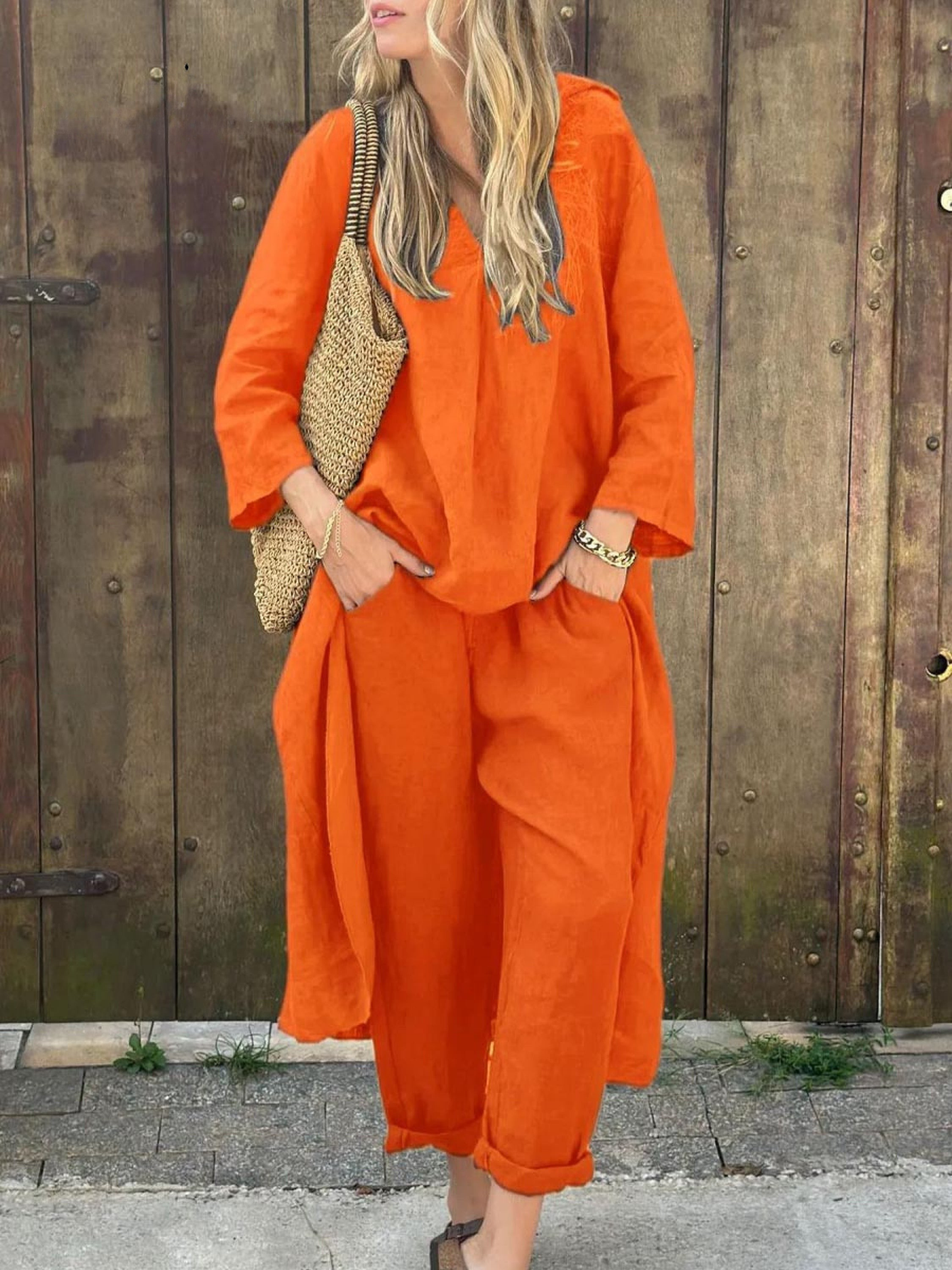 Lila | V-neck Top and Wide-leg Trousers Set