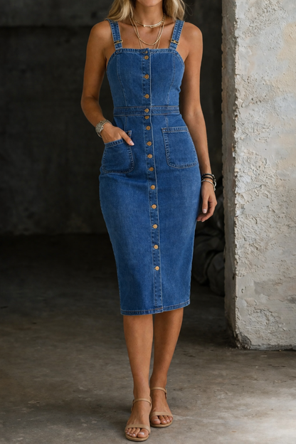 Indira | Classic Denim Button-Up Dress