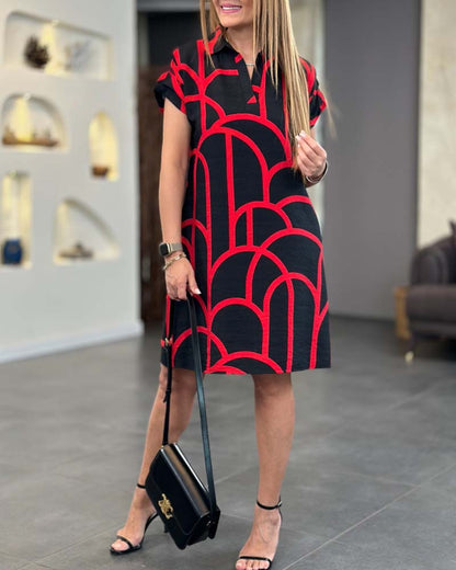 Ellanore™ | Geometric Print Polo Dress