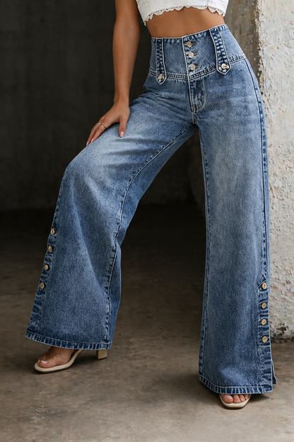 Mia | High-Waisted Slit Denim