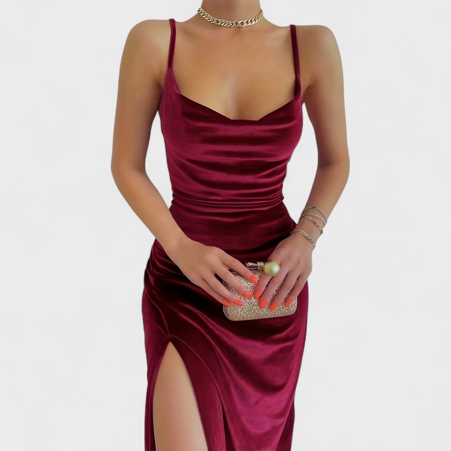 Gabriela - Velvet Dress Featuring a Chic Slit