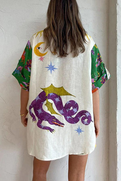 Heavenly | Print Blouse and Pocketed Shorts Set
