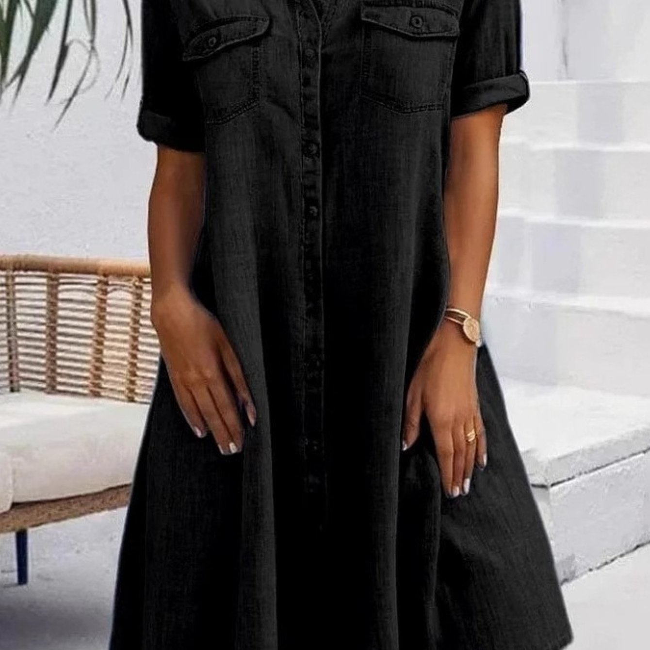 Faye | Vintage Washed Elegant Denim Dress