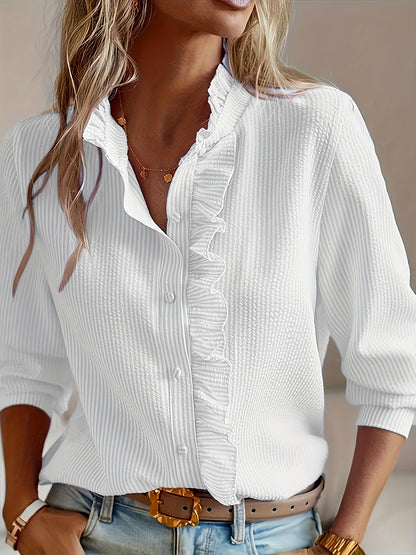 Theresa™ | Striped Lace Pleated Blouse